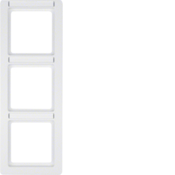 10136019 Frame 3gang vertical with labelling field,  Berker Q.1, polar white velvety