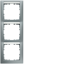 10139959 Frame 3gang vertical with labelling field,  Berker S.1, aluminium matt
