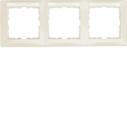 10238912 Frame 3gang horizontal with labelling field,  Berker S.1, white glossy