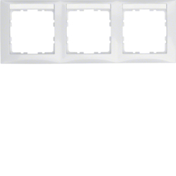10238919 Frame 3gang horizontal with labelling field,  Berker S.1, polar white glossy