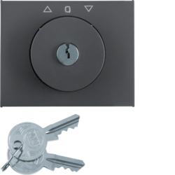 10797106 Centre plate with lock and push lock function for switch for blinds Key can be removed in 0 position,  Berker K.1, anthracite matt,  lacquered