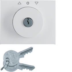 10797209 Centre plate with lock and push lock function for switch for blinds Key can be removed in 3 positions,  Berker K.1, polar white glossy