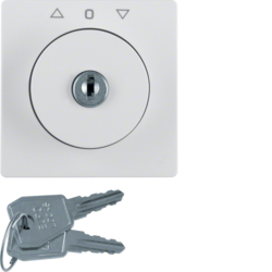 10821909 Centre plate with lock and push lock function for switch for blinds Key can be removed in 3 positions,  polar white matt