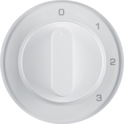 10962089 Centre plate with rotary knob for 3-step switch with neutral-position,  Berker R.1/R.3/R.8, polar white glossy