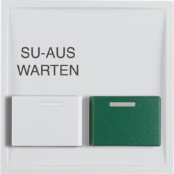 12998989 Centre plate with white + green button Berker S.1/B.3/B.7, polar white glossy
