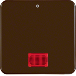 155801 Rocker with imprint "0" with red lens,  Splash-protected flush-mounted IP44, brown glossy