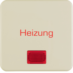 1568 Rocker with imprint "Heizung" with red lens,  Splash-protected flush-mounted IP44, white glossy
