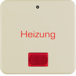 1569 Rocker with imprint "Heizung - 0" red lens,  Splash-protected flush-mounted IP44, white glossy