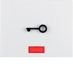 16517309 Rocker for accessible construction with tactile symbol for door,  red lens,  Berker K.1, polar white glossy