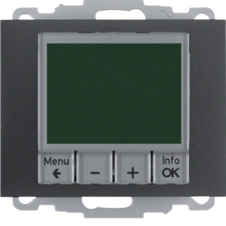 20447106 Thermostat,  NO contact,  with centre plate Time-controlled,  Berker K.1, anthracite,  matt