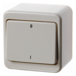 300240 On/off switch 2pole with imprint "0" and "I", surface-mounted Surface-mounted,  white glossy