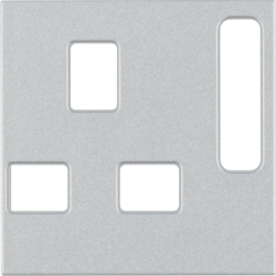 3313071404 Centre plate for socket outlets,  British Standard,  can be switched off Berker S.1/B.3/B.7, aluminium,  matt,  lacquered