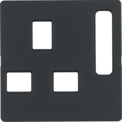 3313076086 Centre plate for socket outlets,  British Standard,  can be switched off Berker Q.1/Q.3/Q.7/Q.9, anthracite velvety