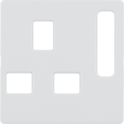 3313076089 Centre plate for socket outlets,  British Standard,  can be switched off Berker Q.1/Q.3/Q.7/Q.9, polar white velvety