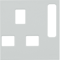 3313079909 Centre plate for socket outlets,  British Standard,  can be switched off Berker S.1/B.3/B.7, polar white matt
