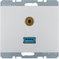 3315397003 USB/3.5 mm audio socket outlet Berker K.5, aluminium,  matt,  lacquered