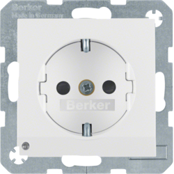 41091909 SCHUKO socket outlet with LED orientation light enhanced contact protection,  Screw-in lift terminals,  Berker S.1/B.3/B.7, polar white matt