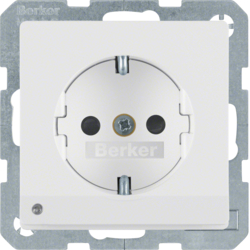 41096089 SCHUKO socket outlet with LED orientation light enhanced contact protection,  Screw-in lift terminals,  Berker Q.1/Q.3/Q.7/Q.9, polar white velvety