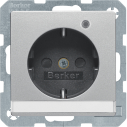 41106084 SCHUKO socket outlet with control LED with labelling field,  enhanced contact protection,  Screw-in lift terminals,  Berker Q.1/Q.3/Q.7/Q.9