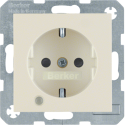 41108982 SCHUKO socket outlet with control LED with labelling field,  enhanced contact protection,  Screw-in lift terminals,  Berker S.1/B.3/B.7, white glossy