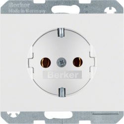 41157009 SCHUKO socket outlet with screw-in lift terminals,  Berker K.1, polar white glossy