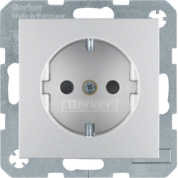 41231404 SCHUKO socket outlet with enhanced touch protection,  Screw-in lift terminals,  Berker S.1/B.3/B.7, aluminium,  matt,  lacquered
