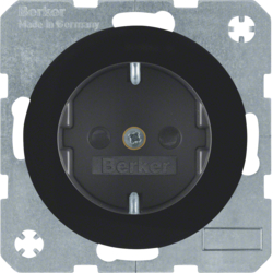 41232045 SCHUKO socket outlet with enhanced touch protection,  with screw-in lift terminals,  Berker R.1/R.3/R.8, black glossy
