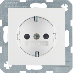 41238989 SCHUKO socket outlet with enhanced touch protection,  Screw-in lift terminals,  Berker S.1/B.3/B.7, polar white glossy