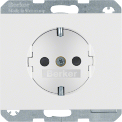 41357009 SCHUKO socket outlet with enhanced touch protection,  with screw-in lift terminals,  Berker K.1, polar white glossy
