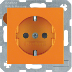41438914 SCHUKO socket outlet with screw-in lift terminals,  Berker S.1/B.3/B.7, orange glossy