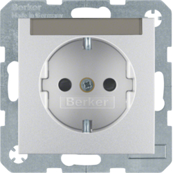41491404 SCHUKO socket outlet with labelling field,  enhanced contact protection,  Screw-in lift terminals,  Berker S.1/B.3/B.7, aluminium,  matt,  lacquered
