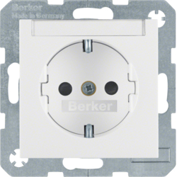 41491909 SCHUKO socket outlet with labelling field,  enhanced contact protection,  Screw-in lift terminals,  Berker S.1/B.3/B.7, polar white matt