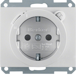 47087003 SCHUKO socket outlet with residual current circuit-breaker enhanced contact protection,  Berker K.5, aluminium,  matt,  lacquered