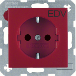 47231922 SCHUKO socket outlet with "EDV" imprint enhanced contact protection,  Berker S.1/B.3/B.7, red