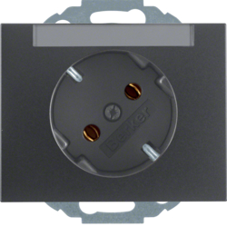 47287106 SCHUKO socket outlet 45° with labelling field,  Berker K.1, anthracite matt,  lacquered