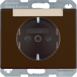 47380001 SCHUKO socket outlet with labelling field,  enhanced contact protection,  Berker Arsys,  brown glossy