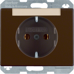 47390001 SCHUKO socket outlet with labelling field,  Berker Arsys,  brown glossy