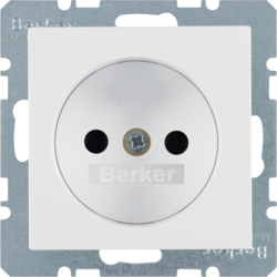 6167331909 Socket outlet without earthing contact with enhanced touch protection,  Berker S.1/B.3/B.7, polar white matt