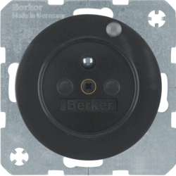 6765092045 Socket outlet with earthing pin and control LED with enhanced touch protection,  Screw-in lift terminals,  Berker R.1/R.3/R.8, black glossy