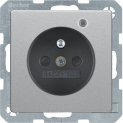 6765096084 Socket outlet with earth contact pin and monitoring LED with enhanced touch protection,  Screw-in lift terminals,  Berker Q.1/Q.3/Q.7/Q.9