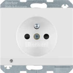 6765100069 Socket outlet with earthing pin and LED orientation light enhanced contact protection,  Screw-in lift terminals,  Berker Arsys,  polar white glossy
