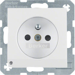 6765101909 Socket outlet with earthing pin and LED orientation light enhanced contact protection,  Screw-in lift terminals,  Berker S.1/B.3/B.7, polar white matt