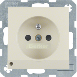 6765108982 Socket outlet with earthing pin and LED orientation light enhanced contact protection,  Screw-in lift terminals,  Berker S.1/B.3/B.7, white glossy