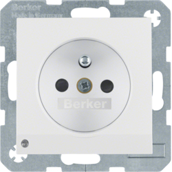 6765108989 Socket outlet with earthing pin and LED orientation light enhanced contact protection,  Screw-in lift terminals,  Berker S.1/B.3/B.7, polar white glossy