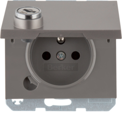 6765117004 Socket outlet with earthing pin and hinged cover with enhanced touch protection,  with lock - differing lockings,  with screw-in lift terminals,  Berker K.5