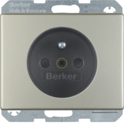 6765740004 Socket outlet with earthing pin with enhanced touch protection,  with screw-in lift terminals,  Berker Arsys,  stainless steel,  metal matt finish