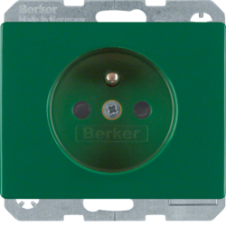 6765750063 Socket outlet with earthing pin with enhanced touch protection,  with screw-in lift terminals,  Berker Arsys,  green glossy