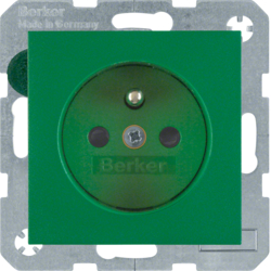 6765760063 Socket outlet with earthing pin with enhanced touch protection,  Screw-in lift terminals,  Berker S.1/B.3/B.7, green matt
