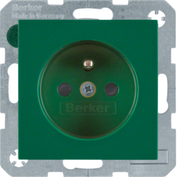 6765768963 Socket outlet with earthing pin with enhanced touch protection,  Screw-in lift terminals,  Berker S.1/B.3/B.7, green glossy