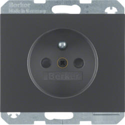 6768757006 Socket outlet with earthing pin with enhanced touch protection,  Berker K.1, anthracite matt,  lacquered